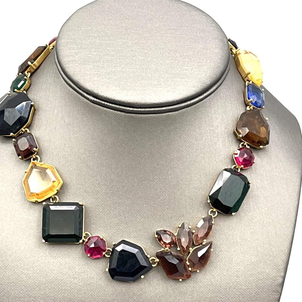 Kate Spade NY Jewel Tone Crystal Statement Necklace Gold Tone 18"